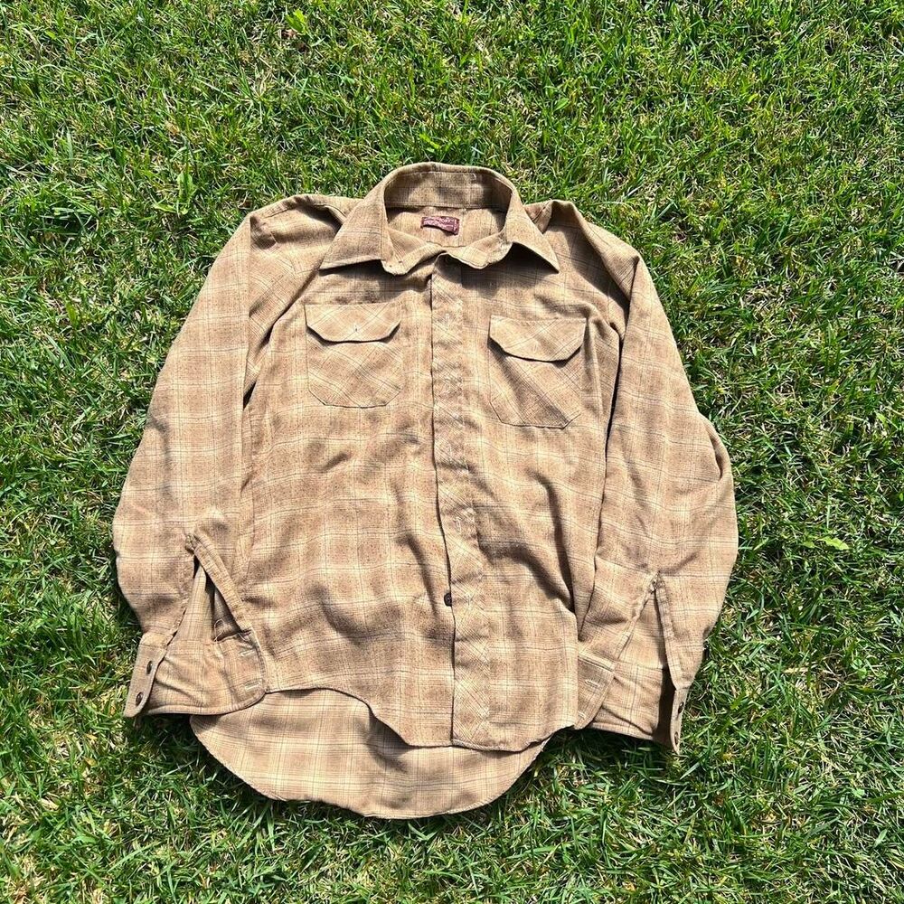 90s Kingsport flannel brown mens size M medium